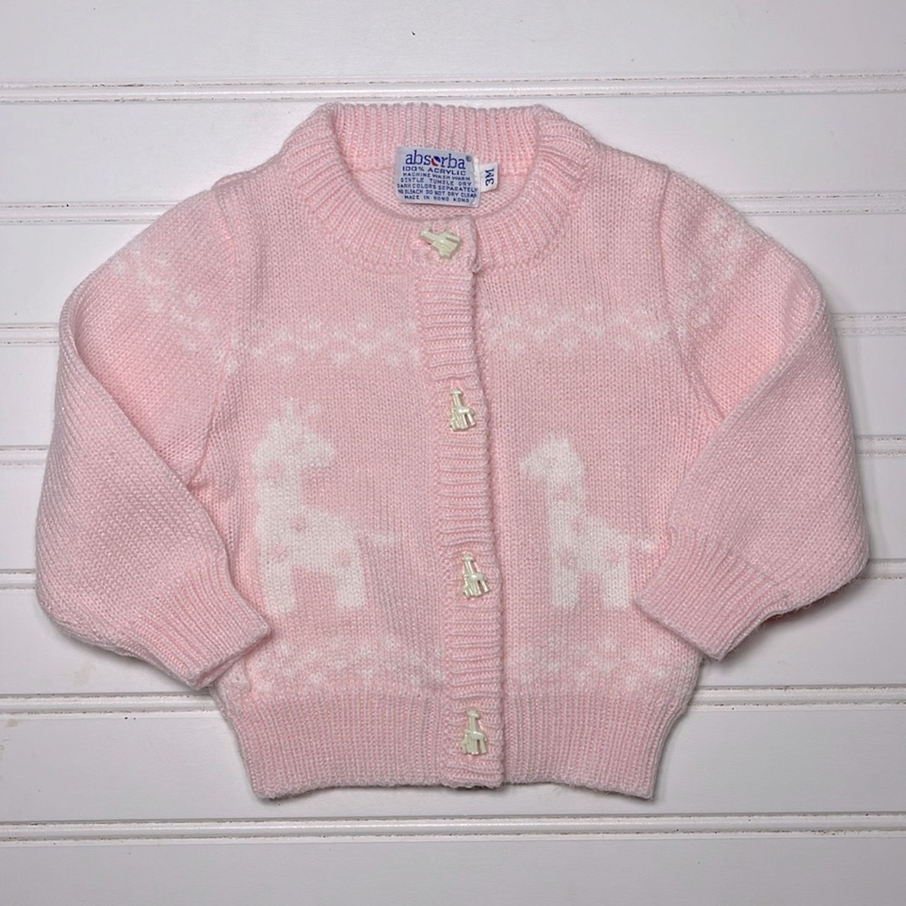 ABSORBA EUC 100% Acrylic Girls Giraffe Button Down Cardigan Sweater